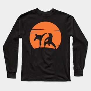 Karate Silhouette Martial Arts Kung Fu Sunset Long Sleeve T-Shirt